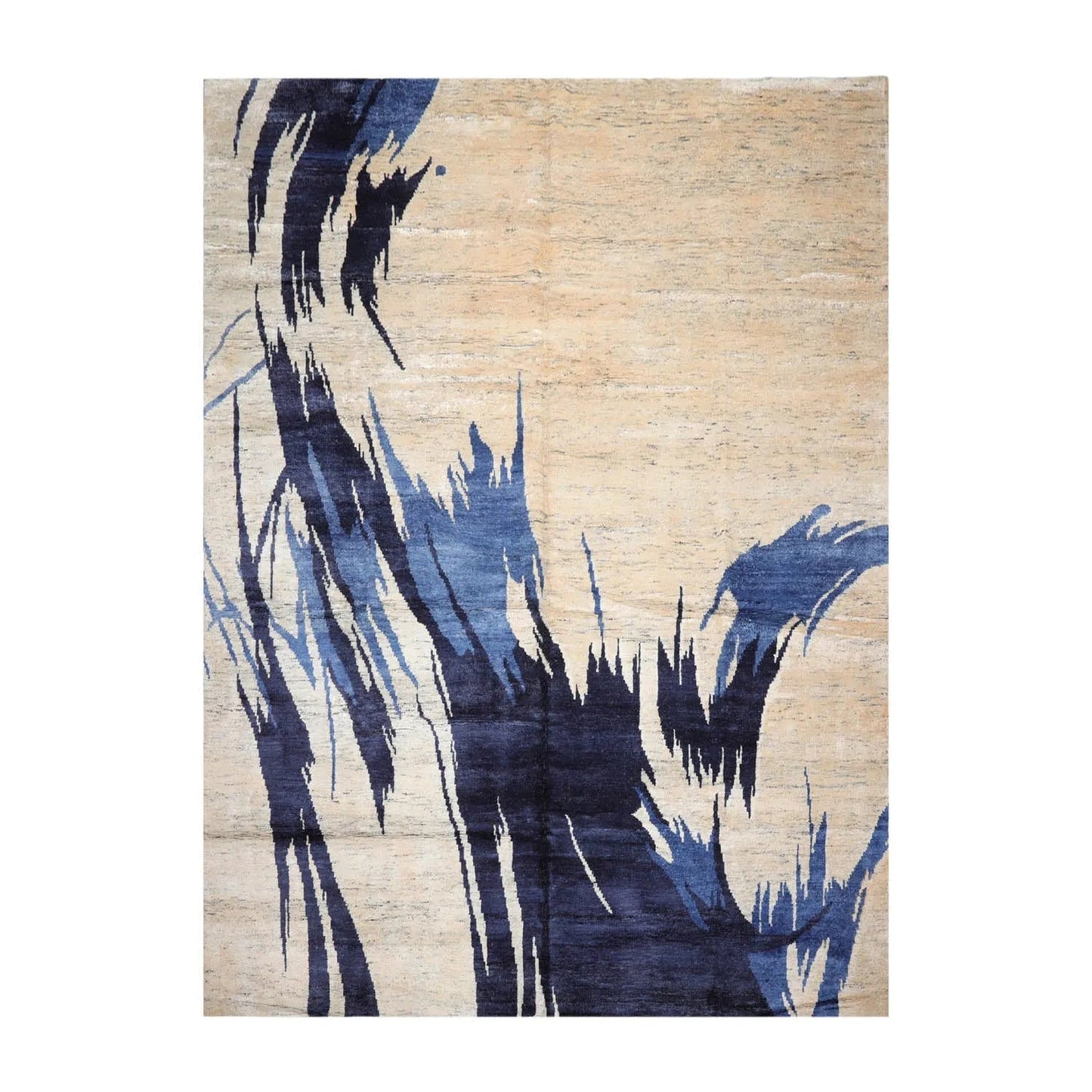 10x14 Beige & Ivory Hand Knotted Tibetan Bamboo Silk Area Rug - VANT DESIGNS