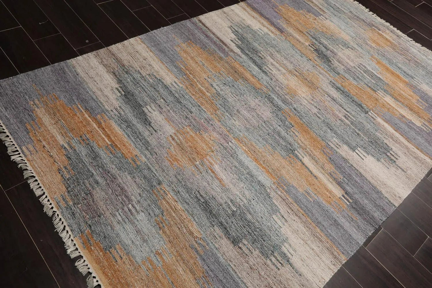 5' x 8' Hand Woven Recycled PET Kilim Area Rug — Gray - VANT DESIGNS