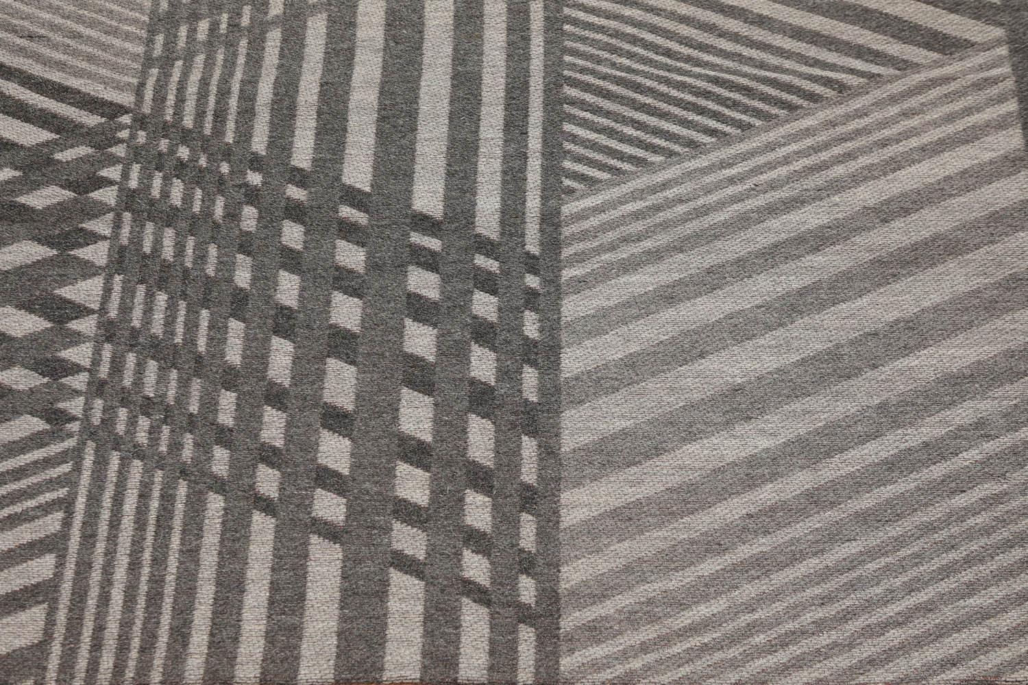 5'4" x 7'8" Hand Woven 100% Wool Flatweave Area Rug Contemporary Gray - VANT DESIGNS