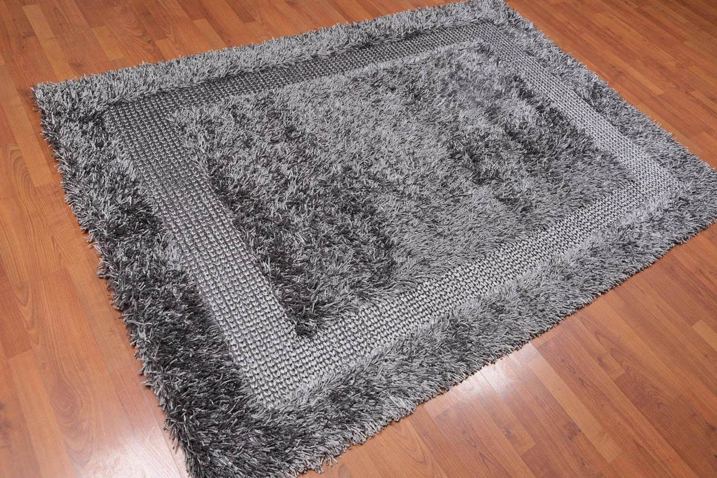 5'x7'6" Handmade Polyester Shag Area Rug — Silver Gray - VANT DESIGNS