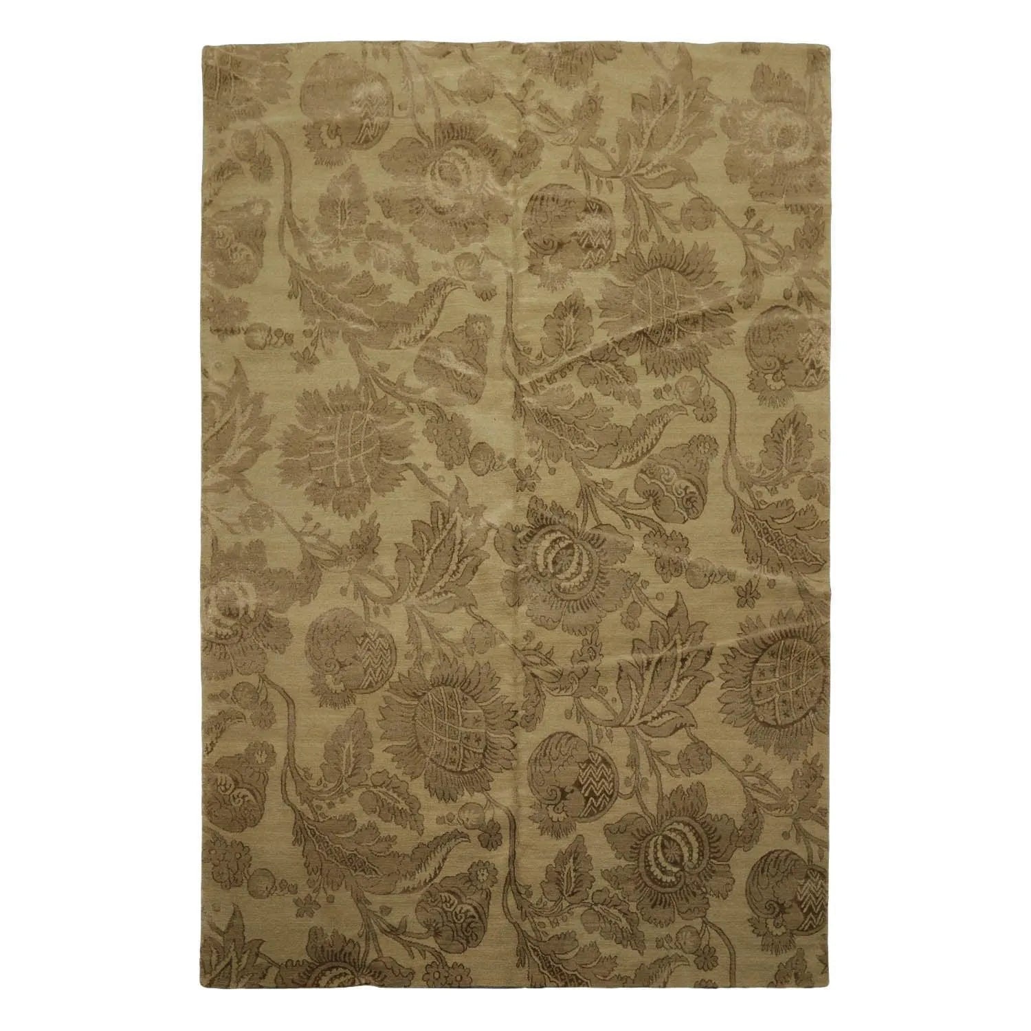 6x9 Olive Green Hand - Knotted Wool & Silk Area Rug - VANT DESIGNS