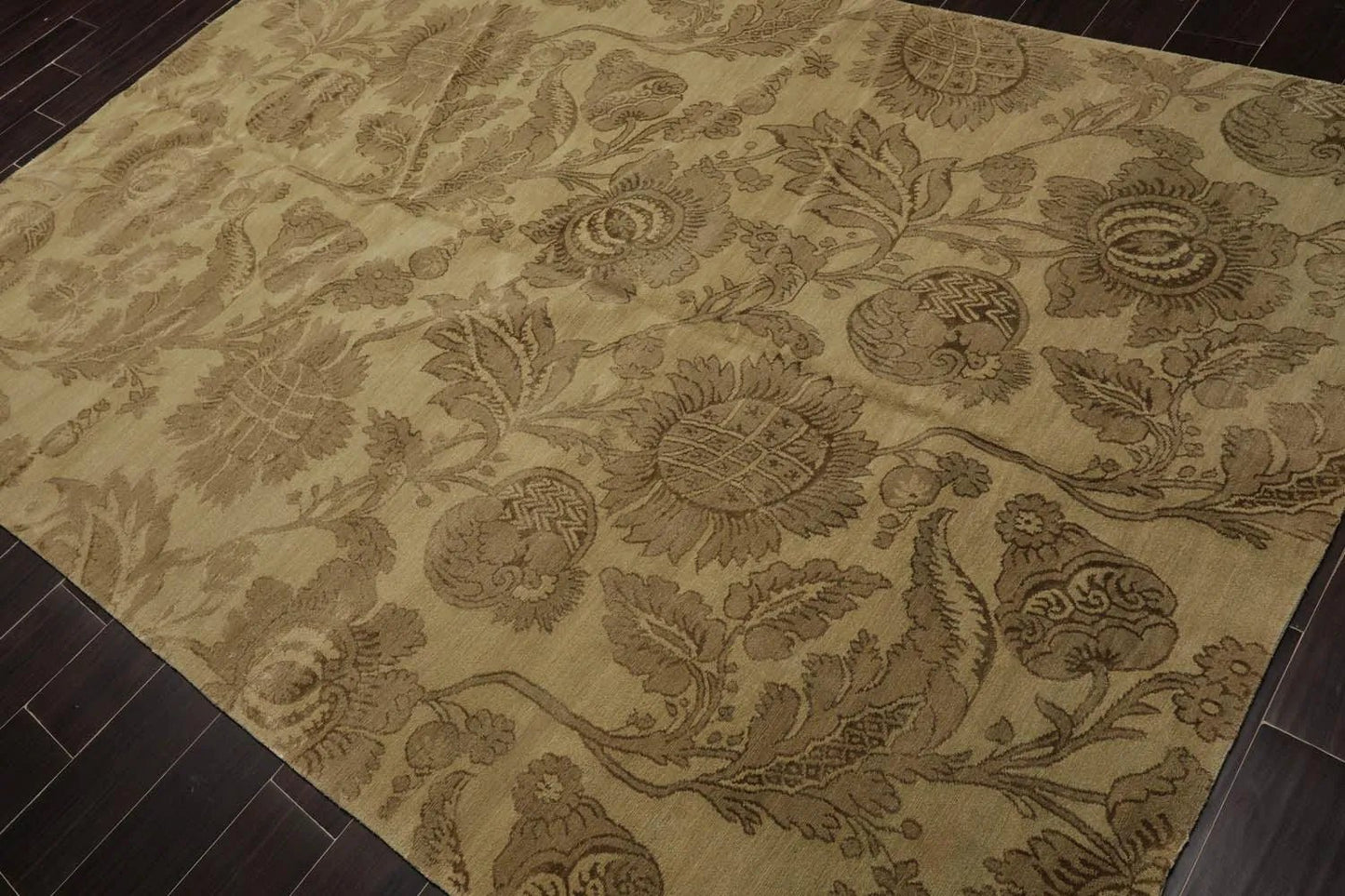 6x9 Olive Green Hand - Knotted Wool & Silk Area Rug - VANT DESIGNS