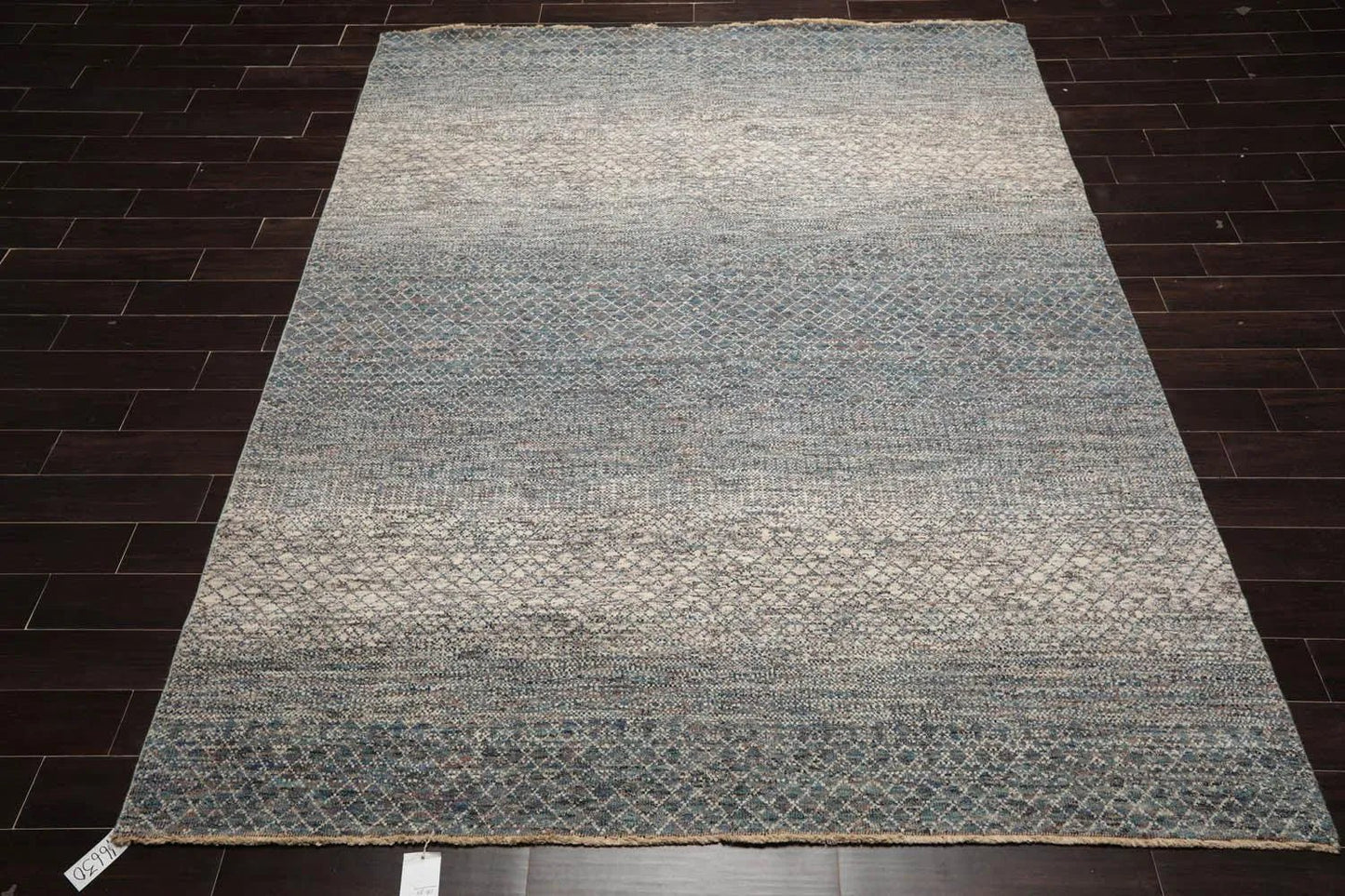 8' x 10' Hand Knotted 100% Wool Modern Oriental Area Rug Ivory, Blue, Aqua - VANT DESIGNS
