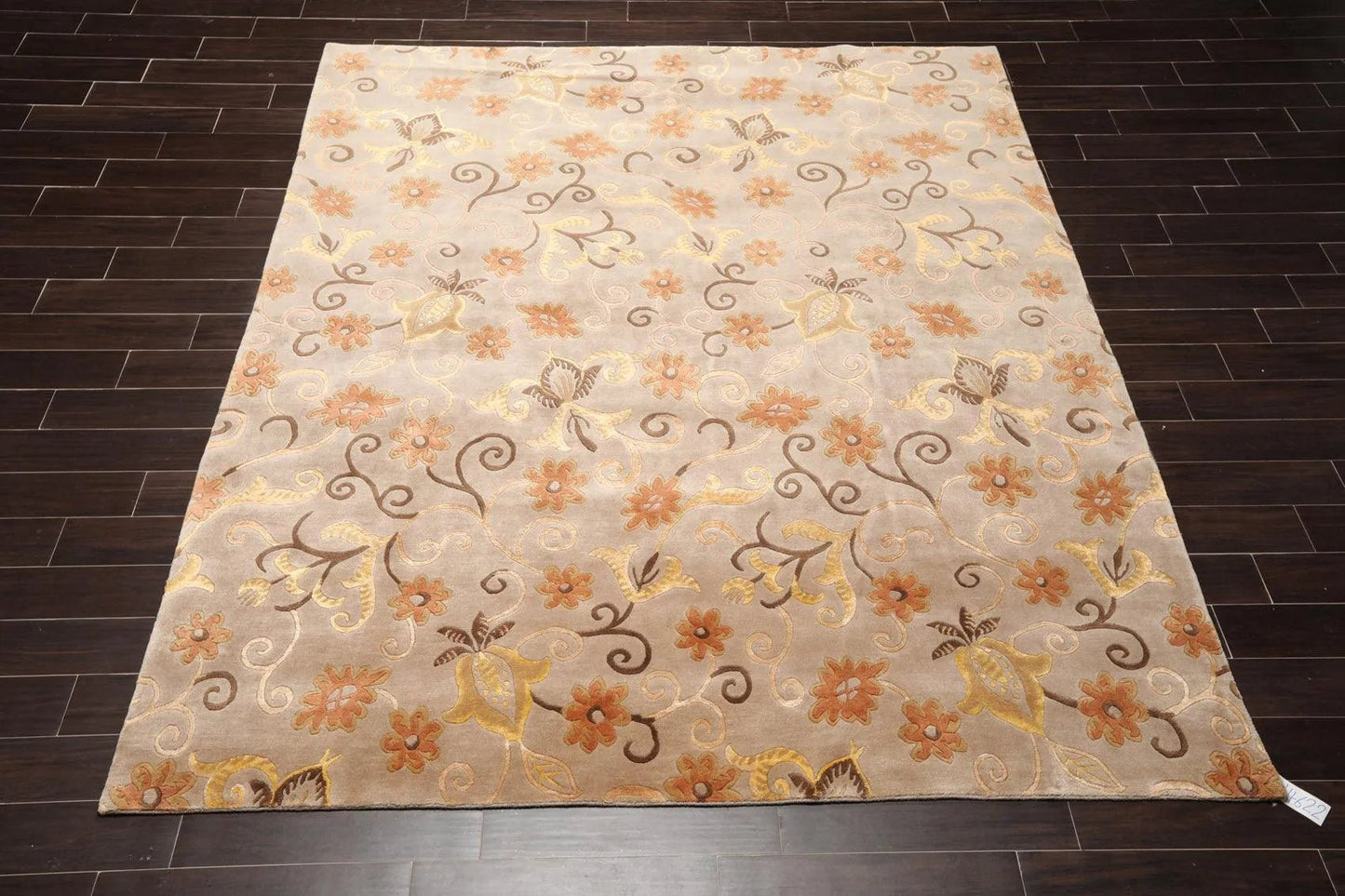 8'x9'7" Hand Knotted Tibetan Wool & Silk Boho Area Rug — Beige - VANT DESIGNS