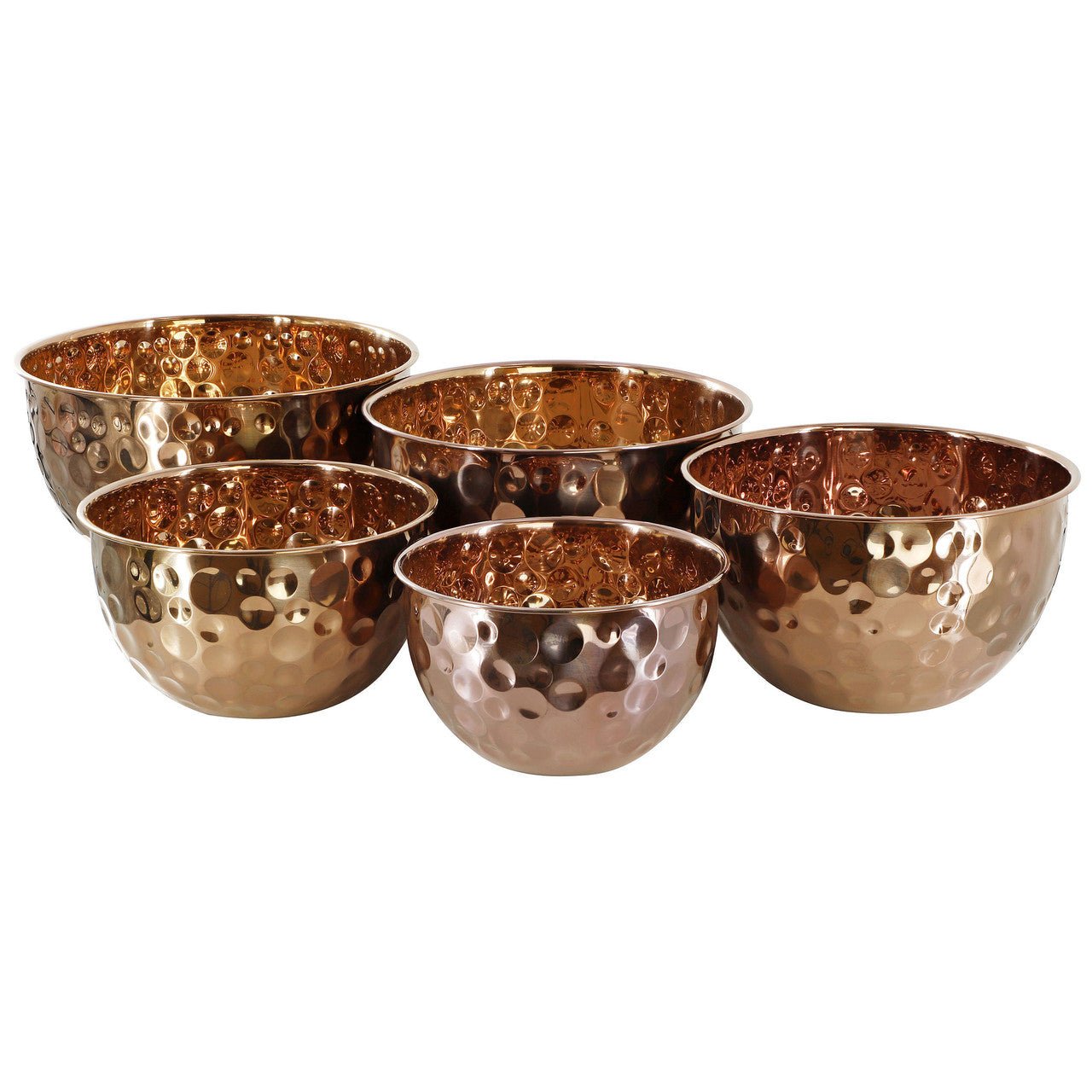 Hammered Copper Stainless Steel Serving Bowl Set — 5 Piece - VANT DESIGNS