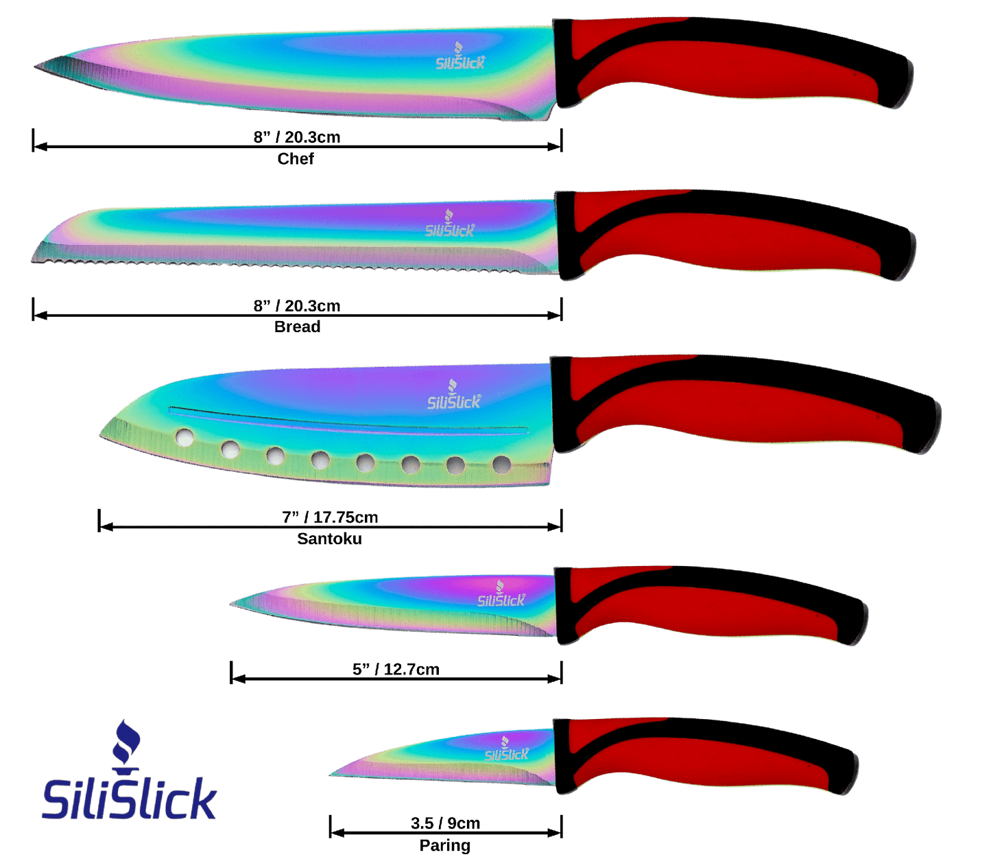 Kitchen Knife Set Kit | Red Handle & Black Magnetic Rack - VANT DESIGNS