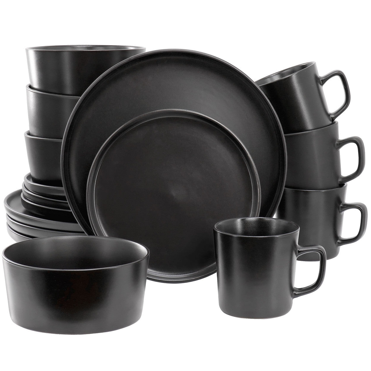 Matte Black Stoneware Dinnerware Set — 16 Piece - VANT DESIGNS