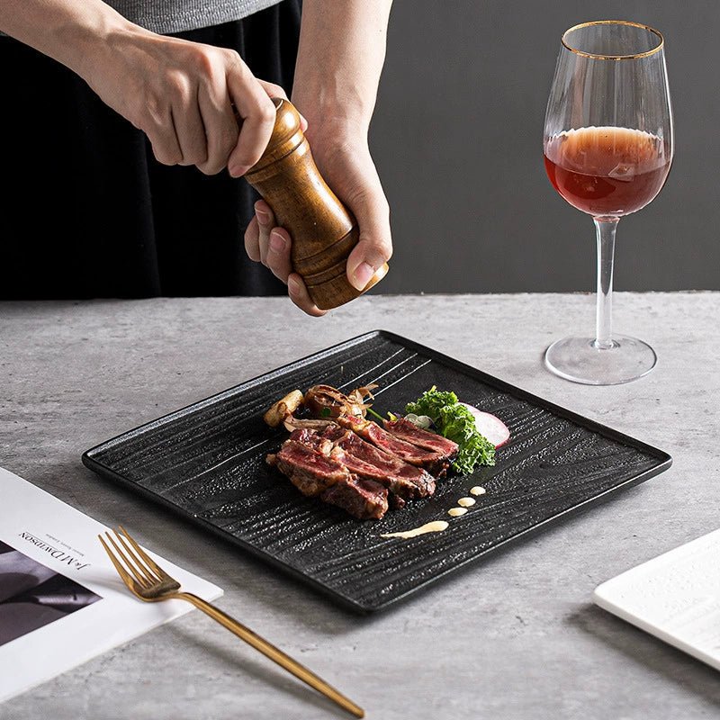 Modern Square Ceramic Dinner Plate — High - Fired Stone - Texture - VANT DESIGNS