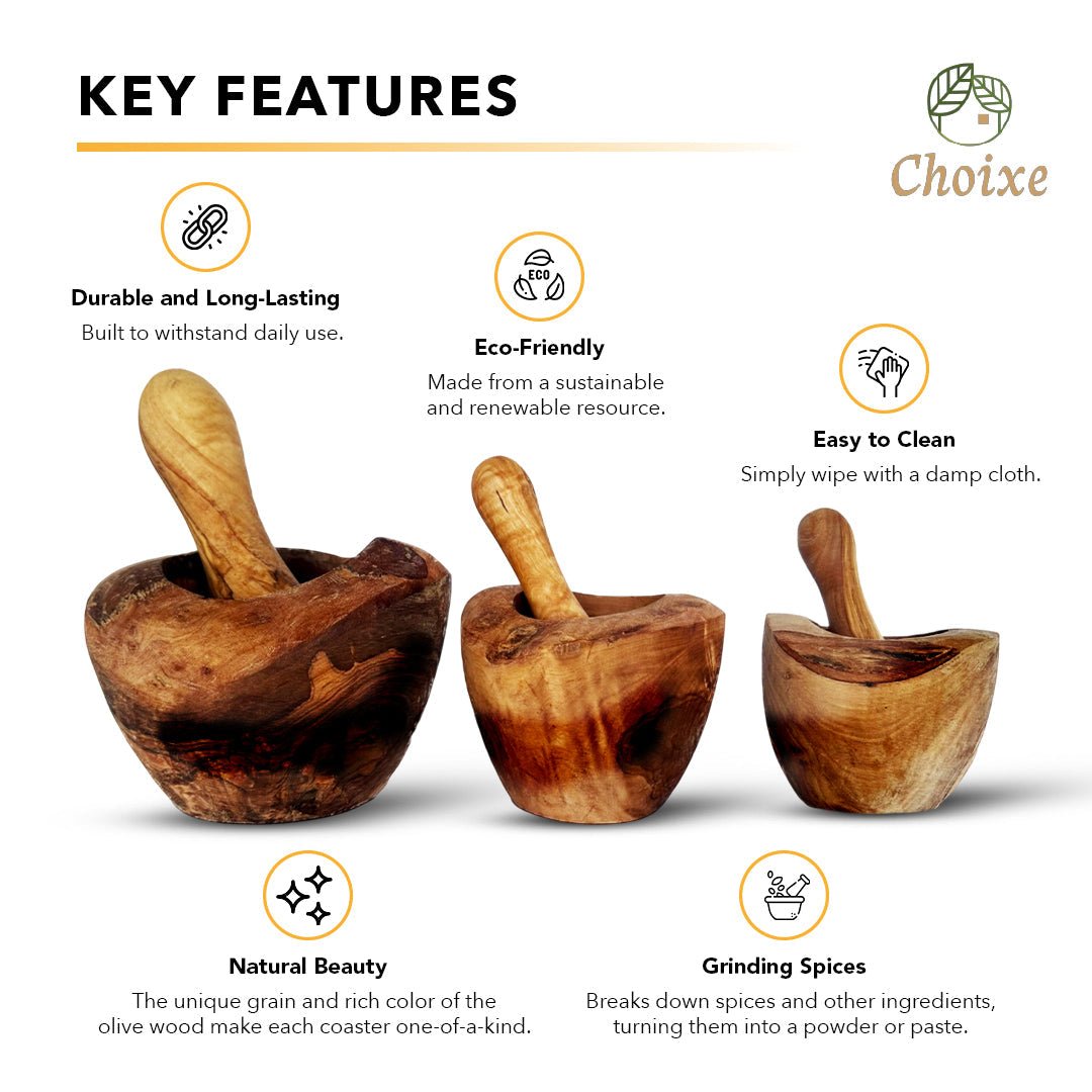 Olive Wood Rustic Mortar and Pestle - VANT DESIGNS