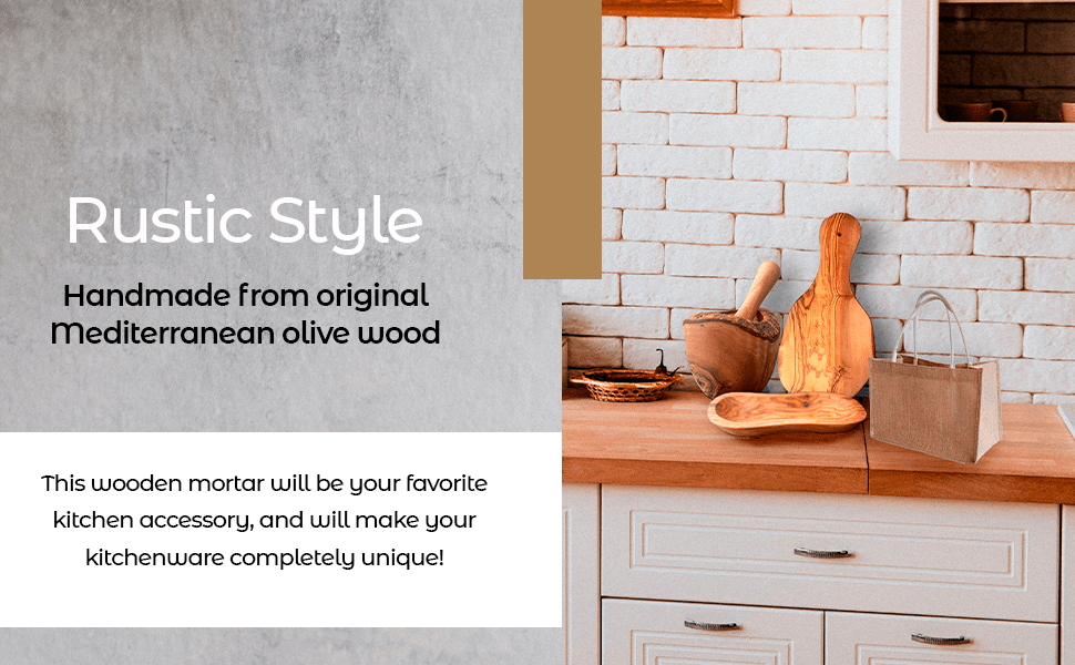 Olive Wood Rustic Mortar and Pestle - VANT DESIGNS