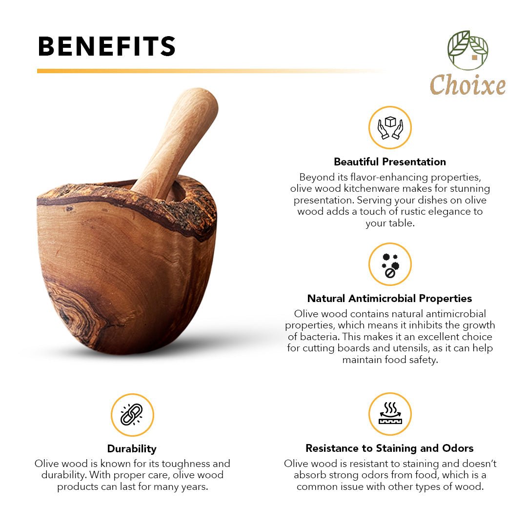 Olive Wood Rustic Mortar and Pestle - VANT DESIGNS