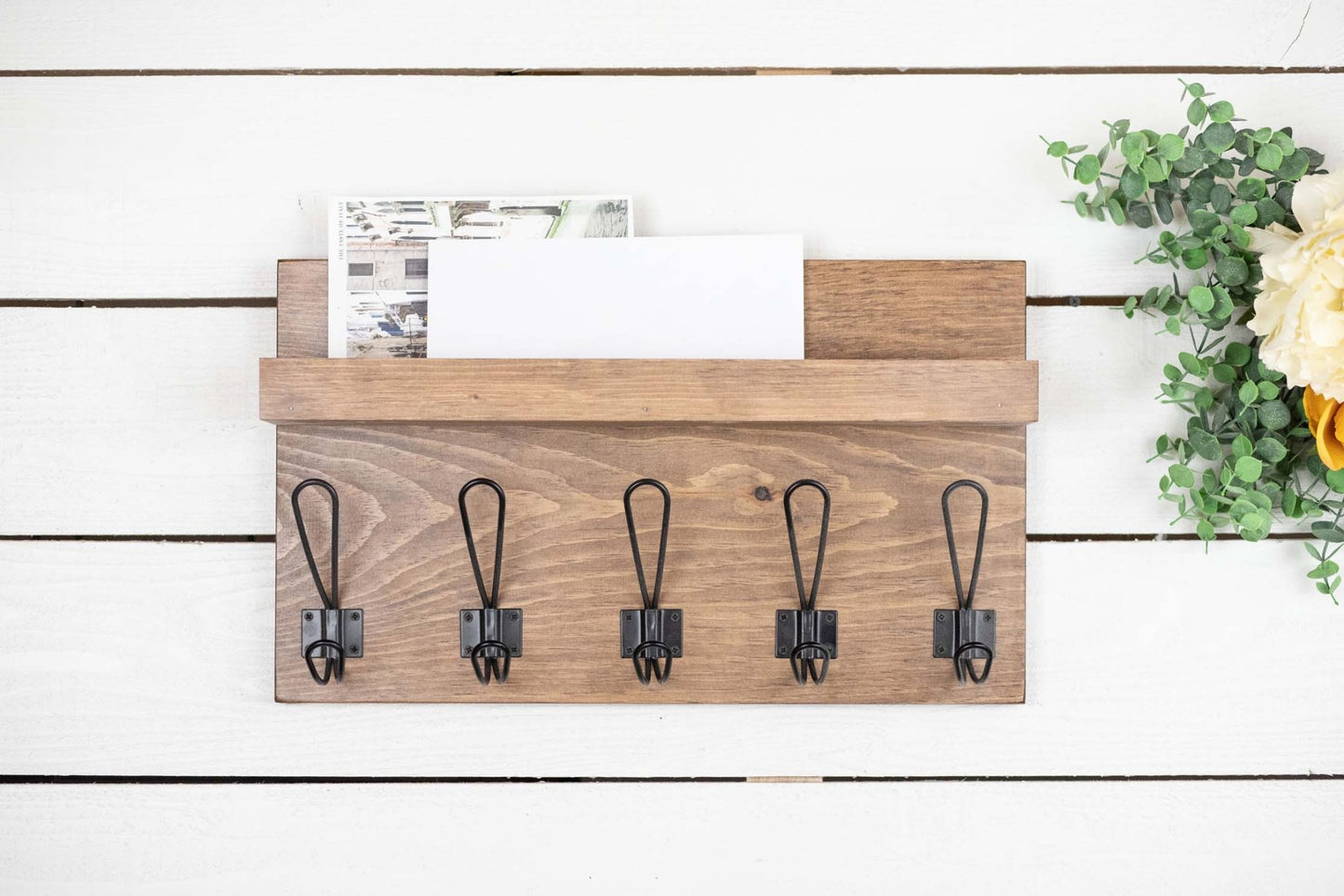 Wall Mounted Coat Rack and Ledge with Farmhouse Style Hooks - VANT DESIGNS