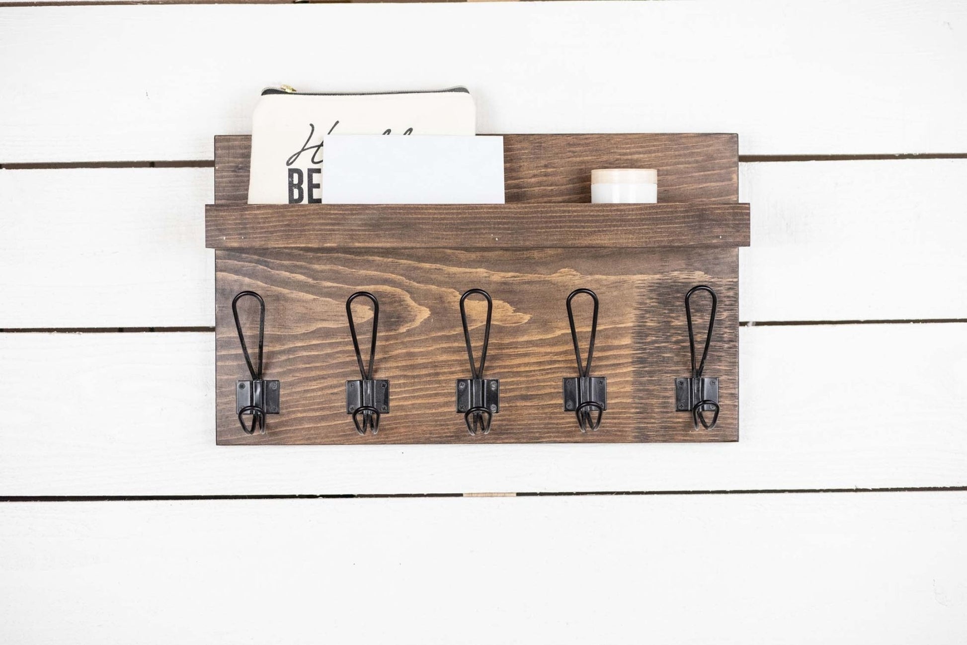 Wall Mounted Coat Rack and Ledge with Farmhouse Style Hooks - VANT DESIGNS