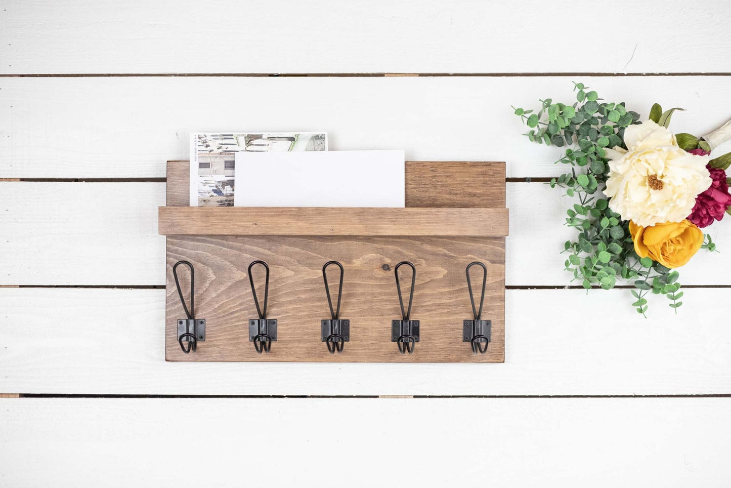 Wall Mounted Coat Rack and Ledge with Farmhouse Style Hooks - VANT DESIGNS